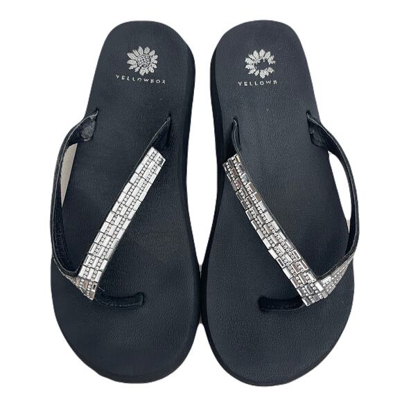 Yellow Box Rhinestone Bling Flip Flops Womens 8M - Picture 1 of 11
